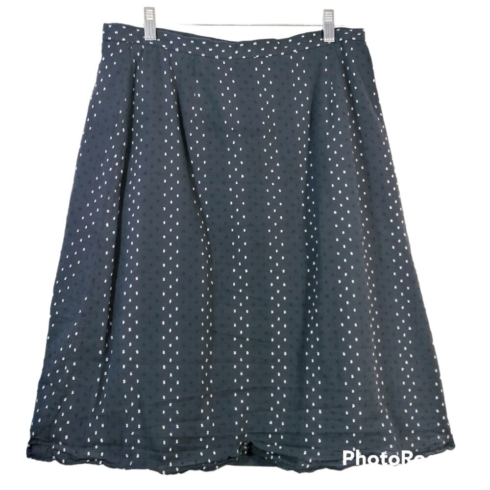 Talbots Petites Navy Blue Swiss Dot Cotton Wrap Skirt Size 14